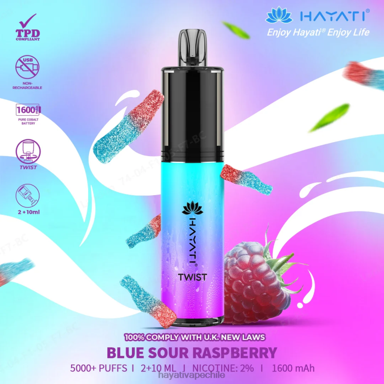 Hayati Twist desechable frambuesa agria azul 8404L65 Hayati Vape Liquid