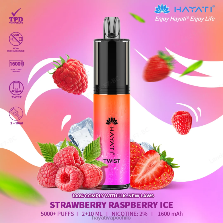 Hayati Twist desechable hielo de fresa y frambuesa 8404L85 Hayati Vape Liquid