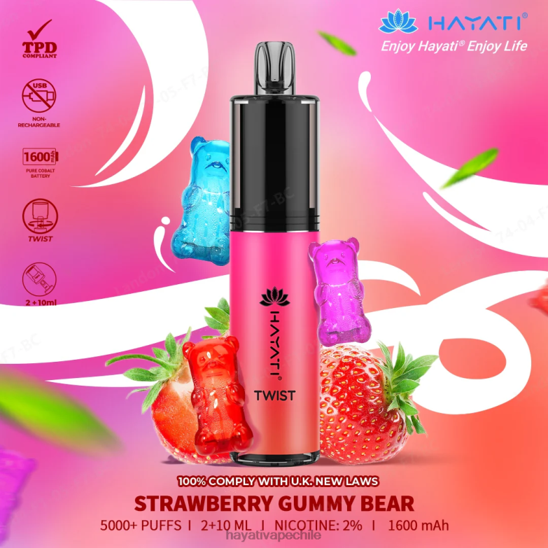 Hayati Twist desechable osito de goma de fresa 8404L82 Hayati Santiago