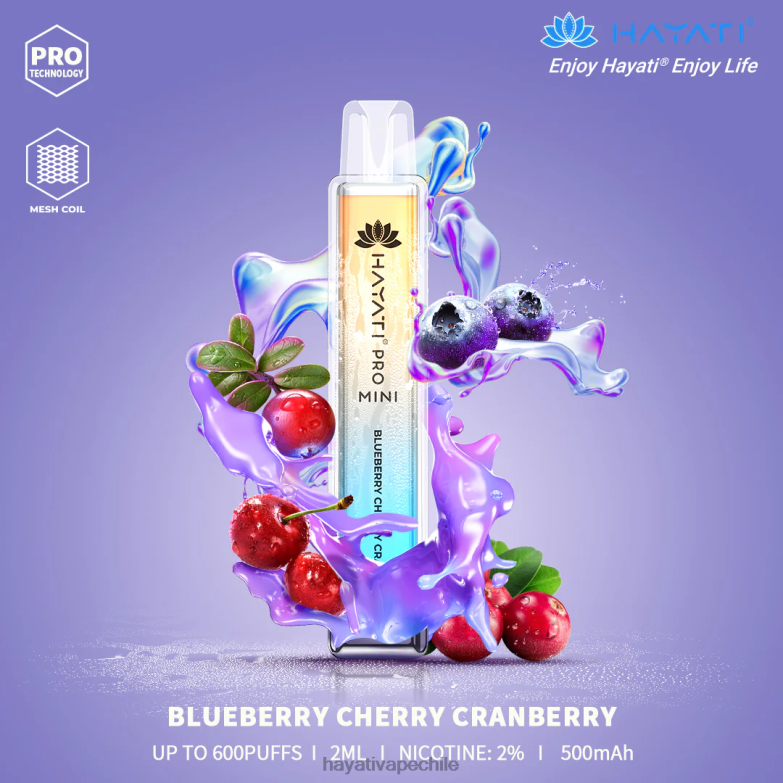 Hayati Pro Mini desechable arándano cereza arándano 8404L5 Hayati Vape Liquid