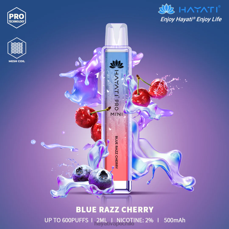 Hayati Pro Mini desechable cereza azul razz 8404L3 Hayati Vape Chile