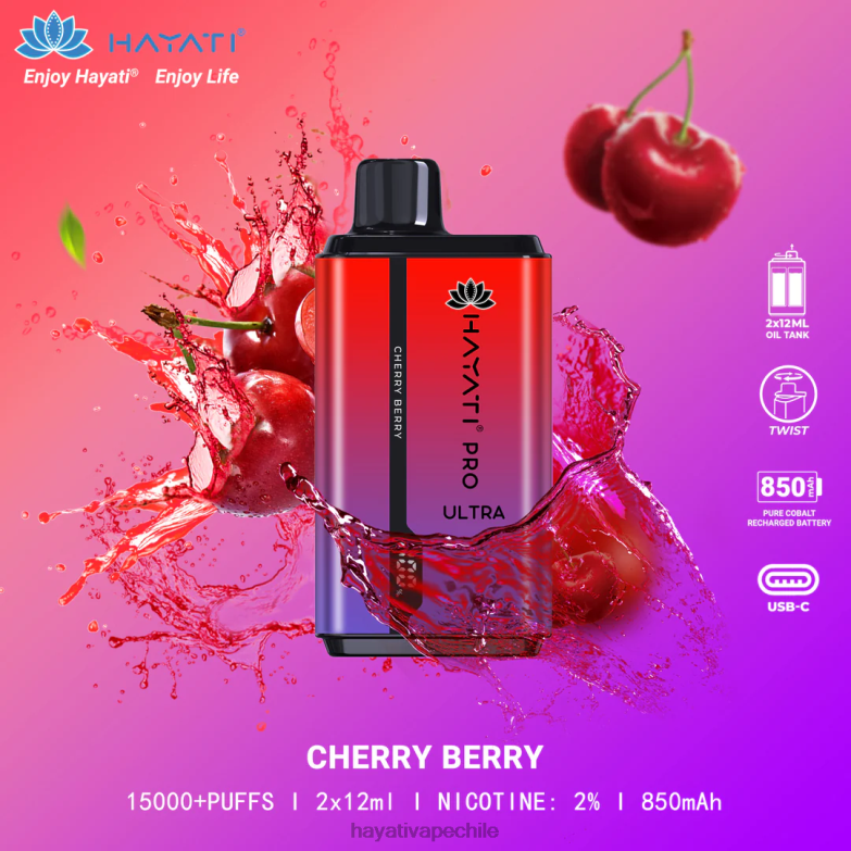 Hayati Pro Ultra desechables 15000 inhalaciones Cereza 8404L199 Hayati Flavour List