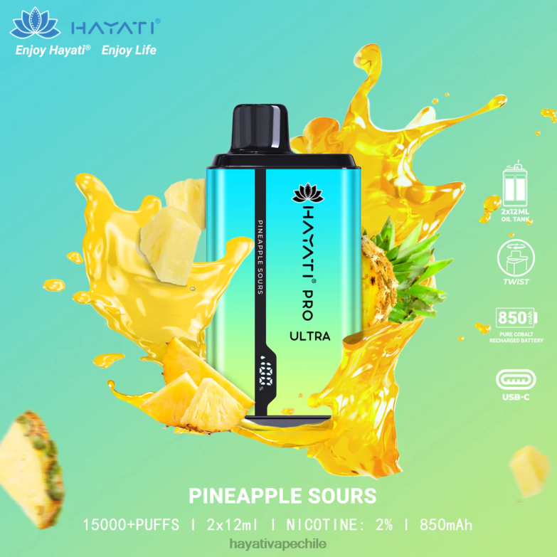 Hayati Pro Ultra desechables 15000 inhalaciones amargo de piña 8404L223 Hayati Vape Chile