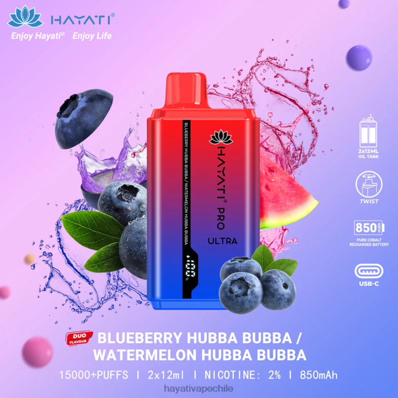 Hayati Pro Ultra desechables 15000 inhalaciones arándano hubba bubba/sandía hubba bubba 8404L217 Hayati Vape Review