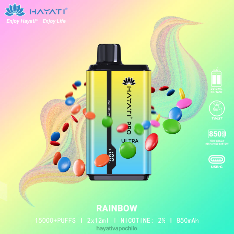 Hayati Pro Ultra desechables 15000 inhalaciones arcoíris 8404L209 Hayati Flavour List