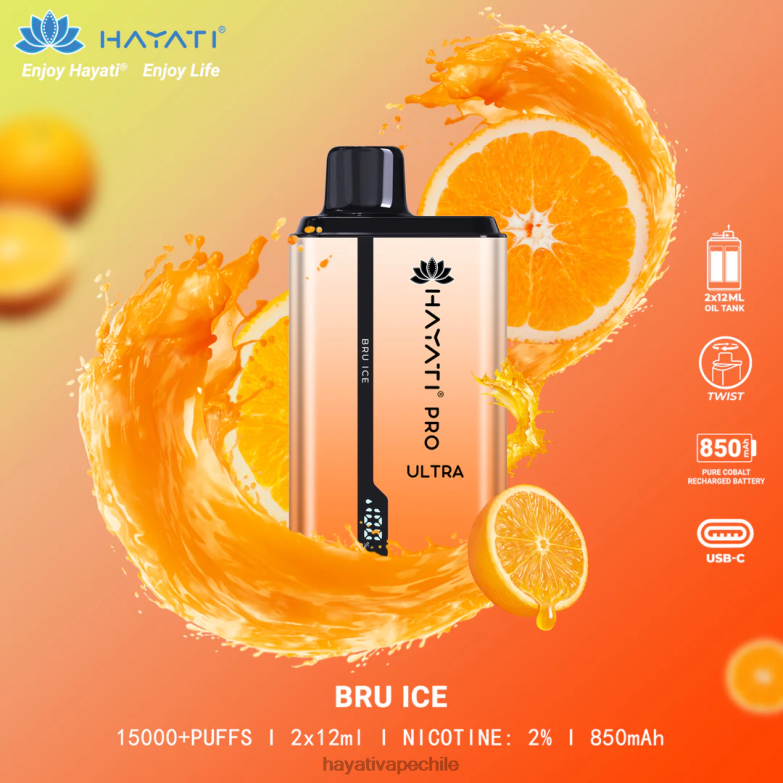 Hayati Pro Ultra desechables 15000 inhalaciones bru hielo 8404L198 Hayati Flavours Chile