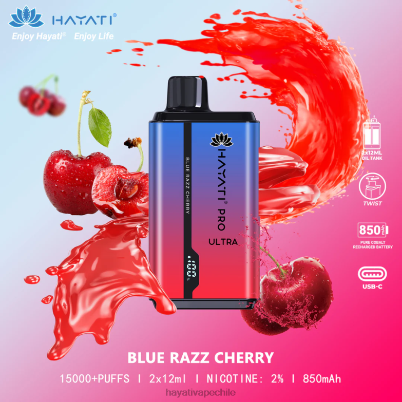Hayati Pro Ultra desechables 15000 inhalaciones cereza azul razz 8404L193 Hayati Vape Chile