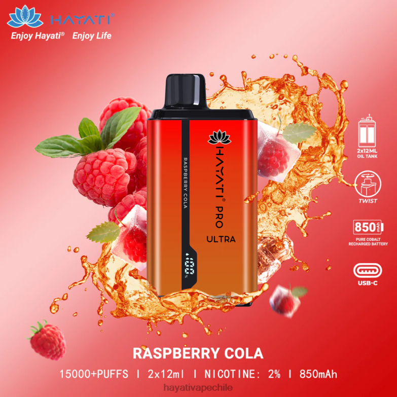 Hayati Pro Ultra desechables 15000 inhalaciones cola de frambuesa 8404L210 Hayati Flavour Vapes