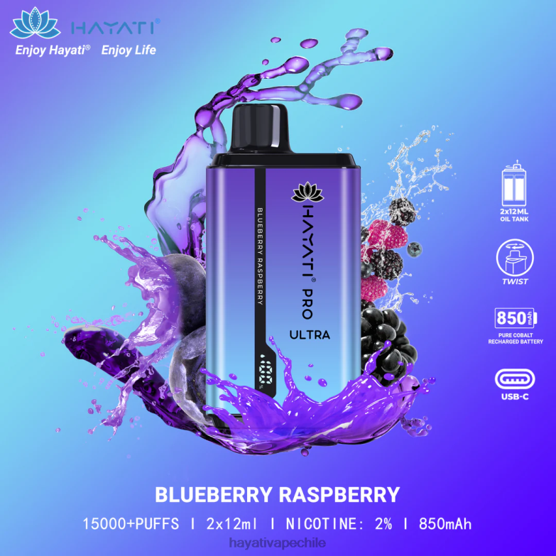 Hayati Pro Ultra desechables 15000 inhalaciones frambuesa arándano 8404L196 Hayati Vape Near Me