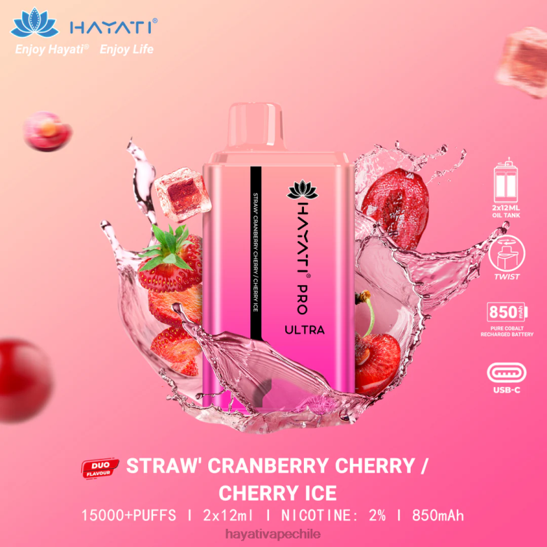 Hayati Pro Ultra desechables 15000 inhalaciones fresa arándano cereza-cereza hielo 8404L225 Hayati Vape Liquid