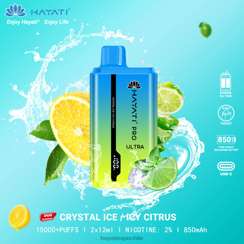 Hayati Pro Ultra desechables 15000 inhalaciones hielo cristalino/cítricos helados 8404L218 Hayati Flavours Chile