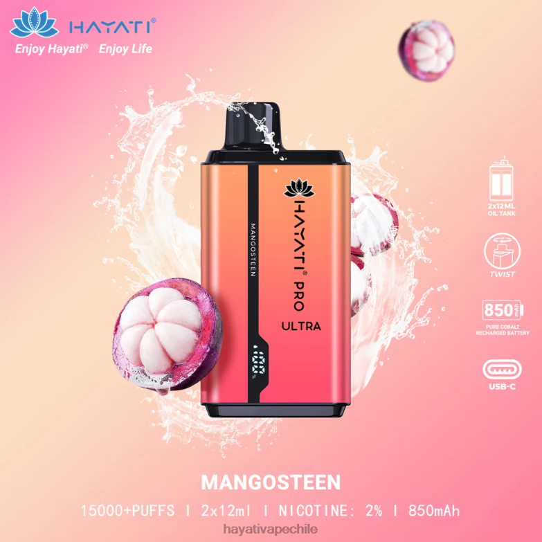 Hayati Pro Ultra desechables 15000 inhalaciones mangostán 8404L205 Hayati Vape Liquid