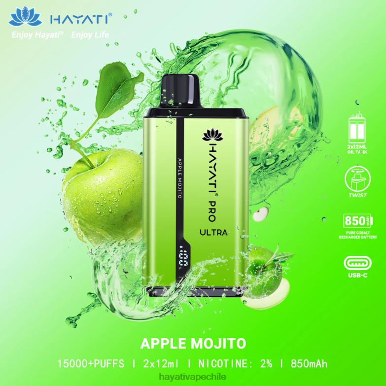 Hayati Pro Ultra desechables 15000 inhalaciones mojito de manzana 8404L200 Hayati Flavour Vapes