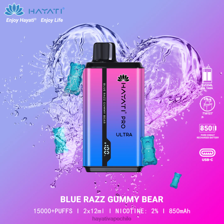 Hayati Pro Ultra desechables 15000 inhalaciones osito de goma azul razz 8404L194 Hayati Vape Flavours