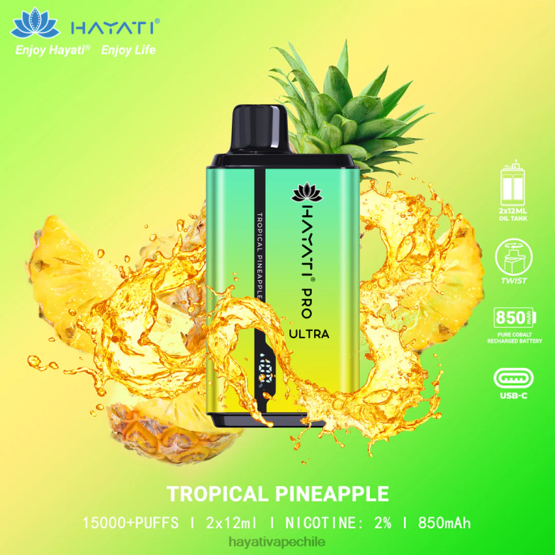 Hayati Pro Ultra desechables 15000 inhalaciones piña tropical 8404L213 Hayati Vape Chile