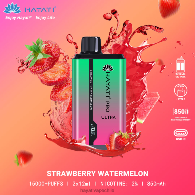 Hayati Pro Ultra desechables 15000 inhalaciones sandia fresa 8404L211 Hayati Chile