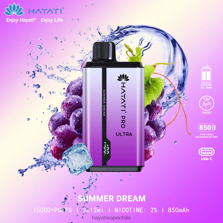 Hayati Pro Ultra desechables 15000 inhalaciones sueño de verano 8404L212 Hayati Santiago