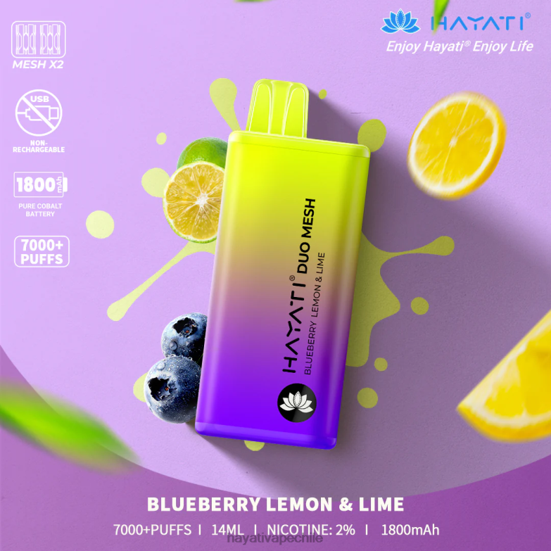 Hayati Duo Mesh desechable arándano limón y lima 8404L165 Hayati Vape Liquid