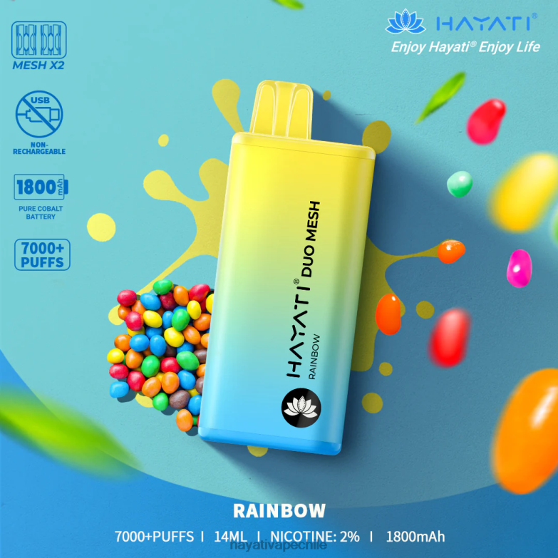 Hayati Duo Mesh desechable arcoíris 8404L176 Hayati Vape Near Me