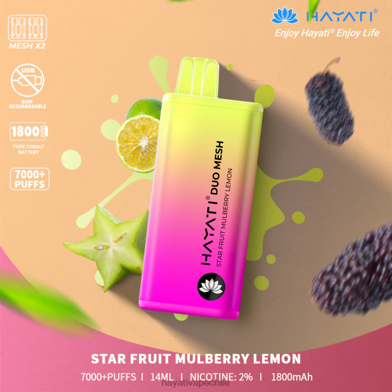 Hayati Duo Mesh desechable carambola morera limón 8404L190 Hayati Flavour Vapes