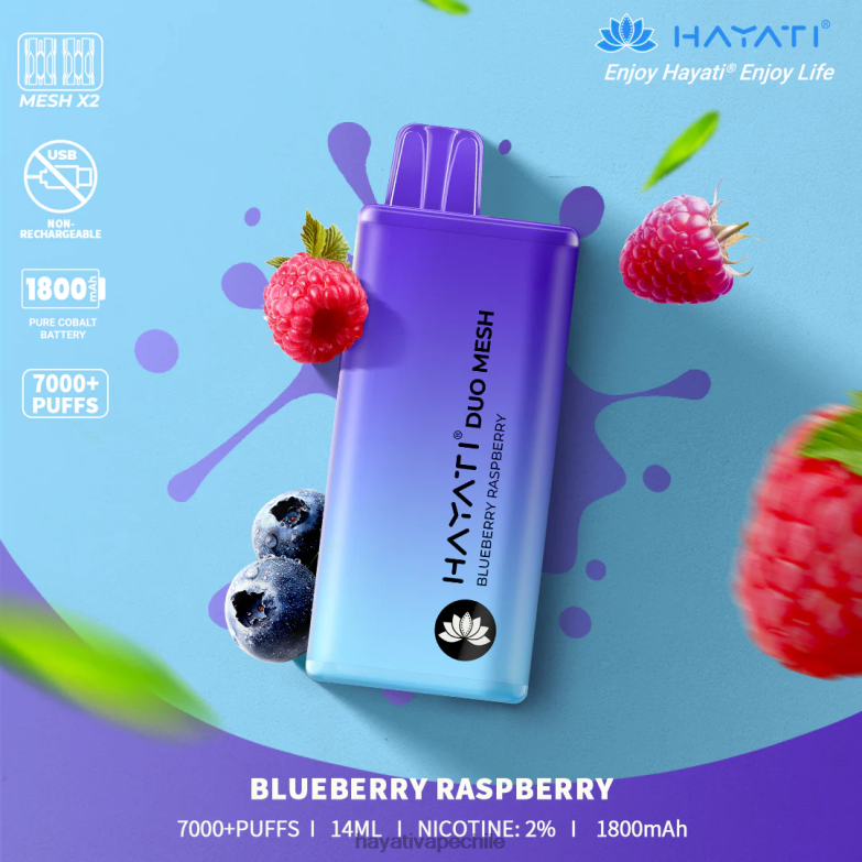Hayati Duo Mesh desechable frambuesa arándano 8404L167 Hayati Vape Review