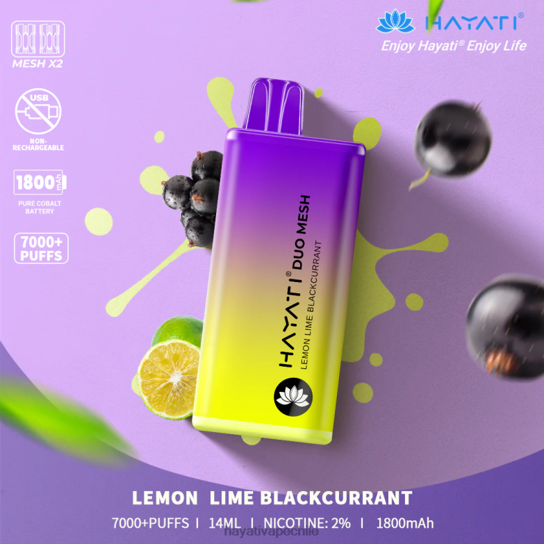 Hayati Duo Mesh desechable lima limón grosella negra 8404L187 Hayati Vape Review