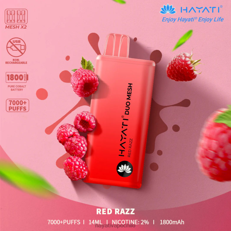 Hayati Duo Mesh desechable razz rojo 8404L179 Hayati Flavour List