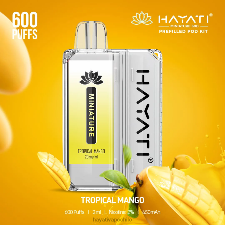 Hayati Miniature kits de 600 cápsulas mango tropical 8404L49 Hayati Flavour List