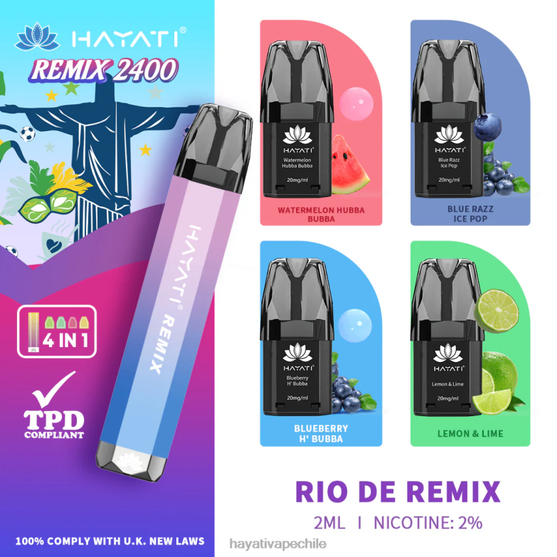 Hayati Remix sistema de cápsulas precargadas 2400 inhalaciones río de remezcla 8404L57 Hayati Vape Review