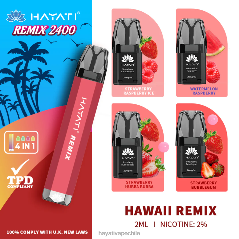 Hayati Remix sistema de cápsulas precargadas 2400 inhalaciones remezcla de hawai 8404L54 Hayati Vape Flavours