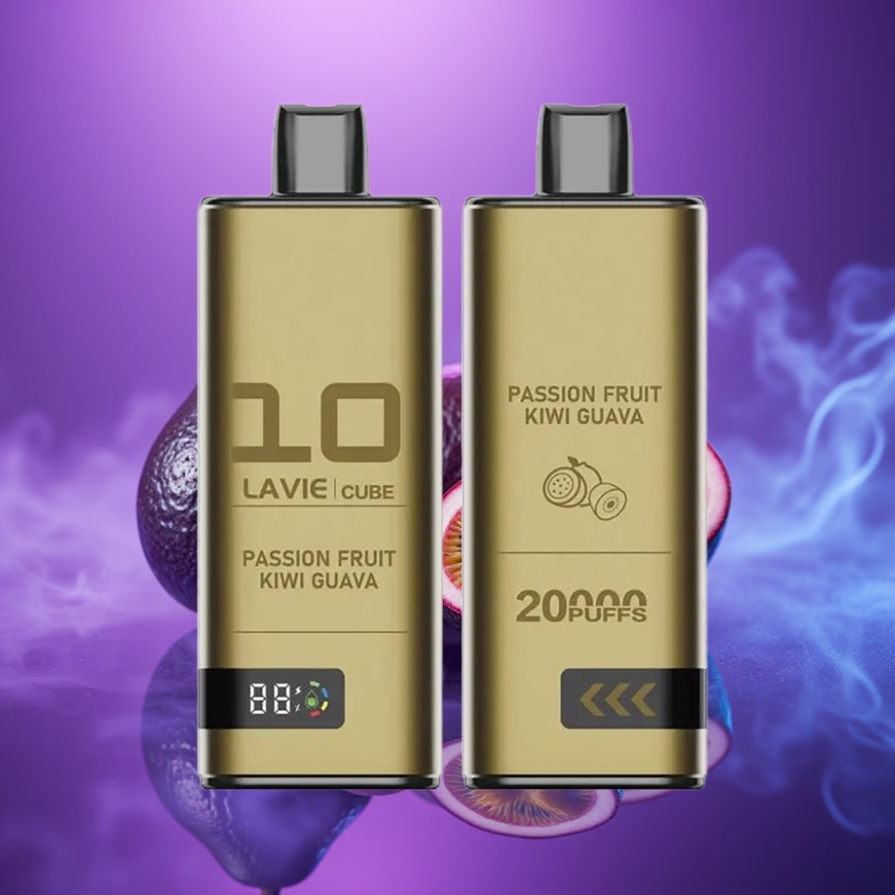 Lavie Cube 20000 Puffs Desechable Vape Fruta de la Pasión Kiwi Guayaba Nic Sal 2% 5% 28ml 600mAh Tipo C