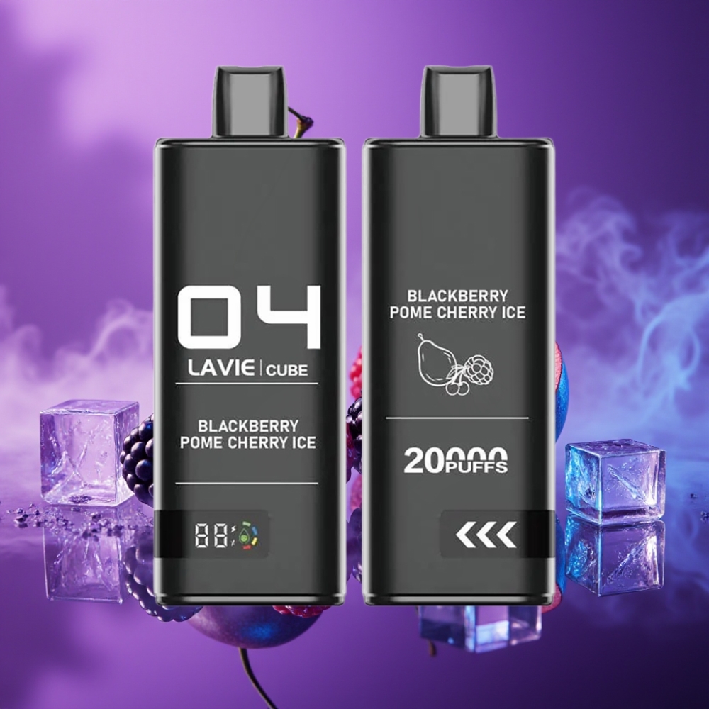 Lavie Cube 20000 Puffs Vape Desechable Zarzamora Granada Cereza Hielo 28ML 5% 600mAh Tipo C