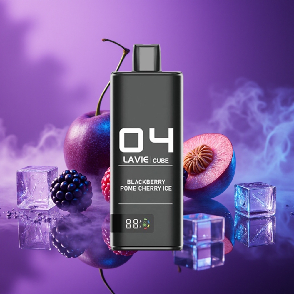 Lavie Cube 20000 Puffs Vape Desechable Zarzamora Granada Cereza Hielo 28ML 5% 600mAh Tipo C