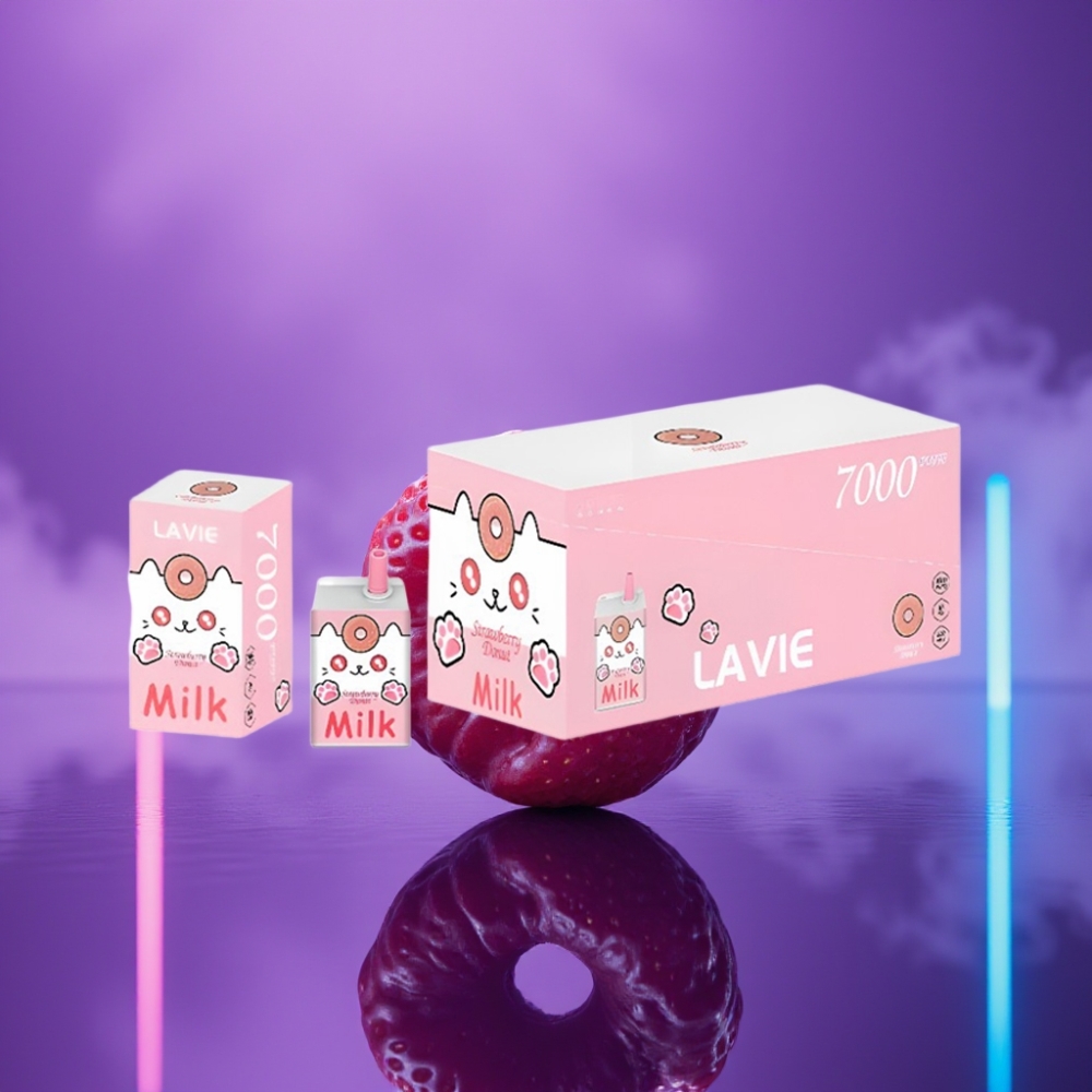 LAVIE Milk 7000 Puffs Disposable Vape Rosquilla de Fresa 16ML 600mAh Tipo C Recargable 0%/2%/5%