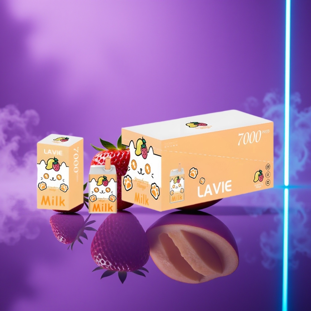 LAVIE Milk 7000 Puffs Vape Desechable Fresa Mango 16ML 600mAh Tipo C Recargable