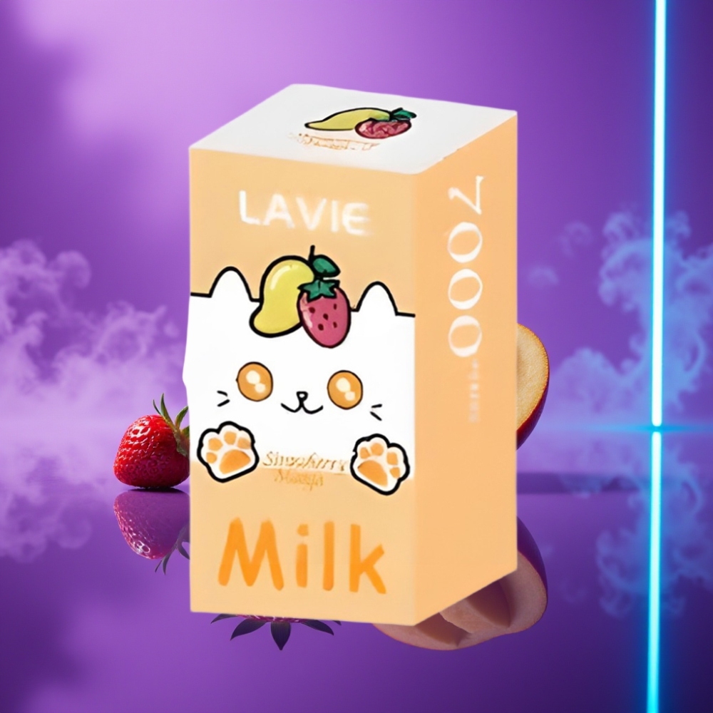 LAVIE Milk 7000 Puffs Vape Desechable Fresa Mango 16ML 600mAh Tipo C Recargable
