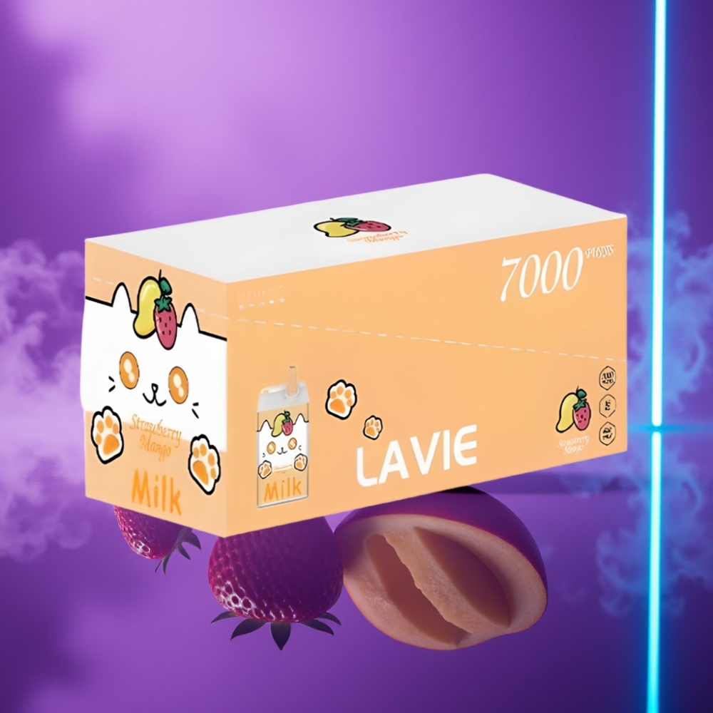 LAVIE Milk 7000 Puffs Vape Desechable Fresa Mango 16ML 600mAh Tipo C Recargable