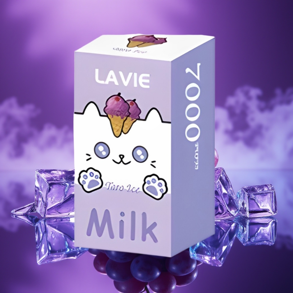 LAVIE Milk 7000 Puffs Vape Desechable Hielo Uva Tipo C Recargable 16ML 0/2/5%