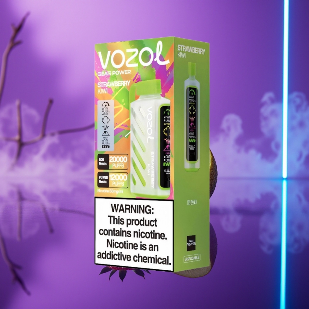 VOZOL Gear Power 20000 Puffs S.i.L.C. Tech Dual Mesh Coil Full Screen Display 20mL 5% Fresa Kiwi