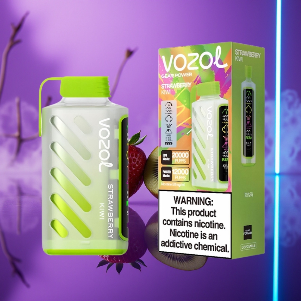 VOZOL Gear Power 20000 Puffs S.i.L.C. Tech Dual Mesh Coil Full Screen Display 20mL 5% Fresa Kiwi