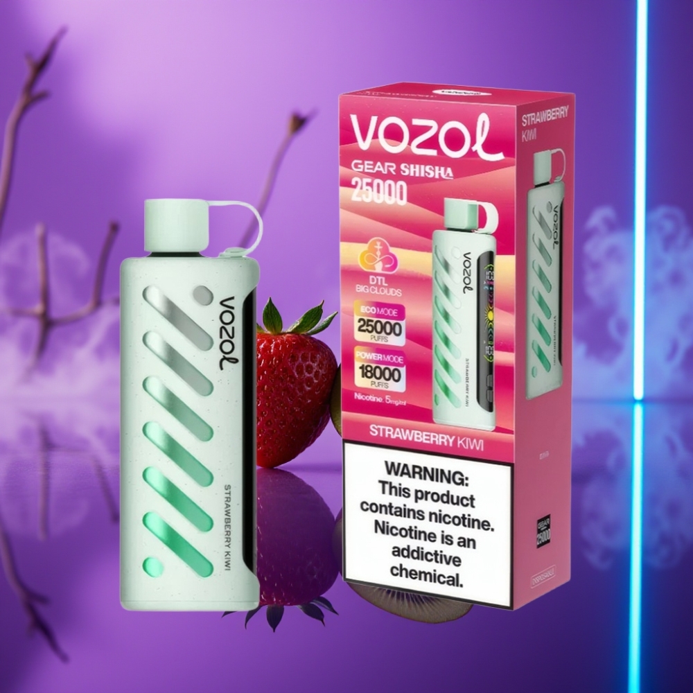 VOZOL Gear Shisha 25000 Puffs Fresa Kiwi Dual Mesh S.i.L.C Tech 1000mAh 5mg/ml