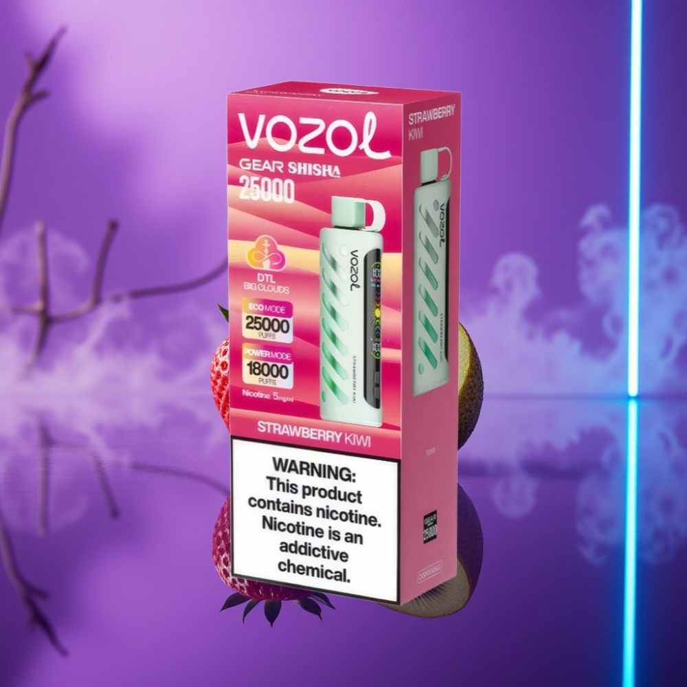 VOZOL Gear Shisha 25000 Puffs Fresa Kiwi Dual Mesh S.i.L.C Tech 1000mAh 5mg/ml