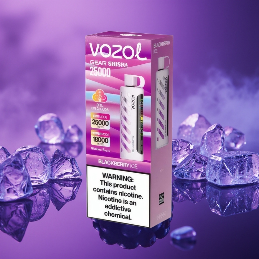 VOZOL Gear Shisha 25000 Puffs Vape Desechable Zarzamora Helada S.i.L.C Tech Dual Mesh 1000mAh 5mg/ml
