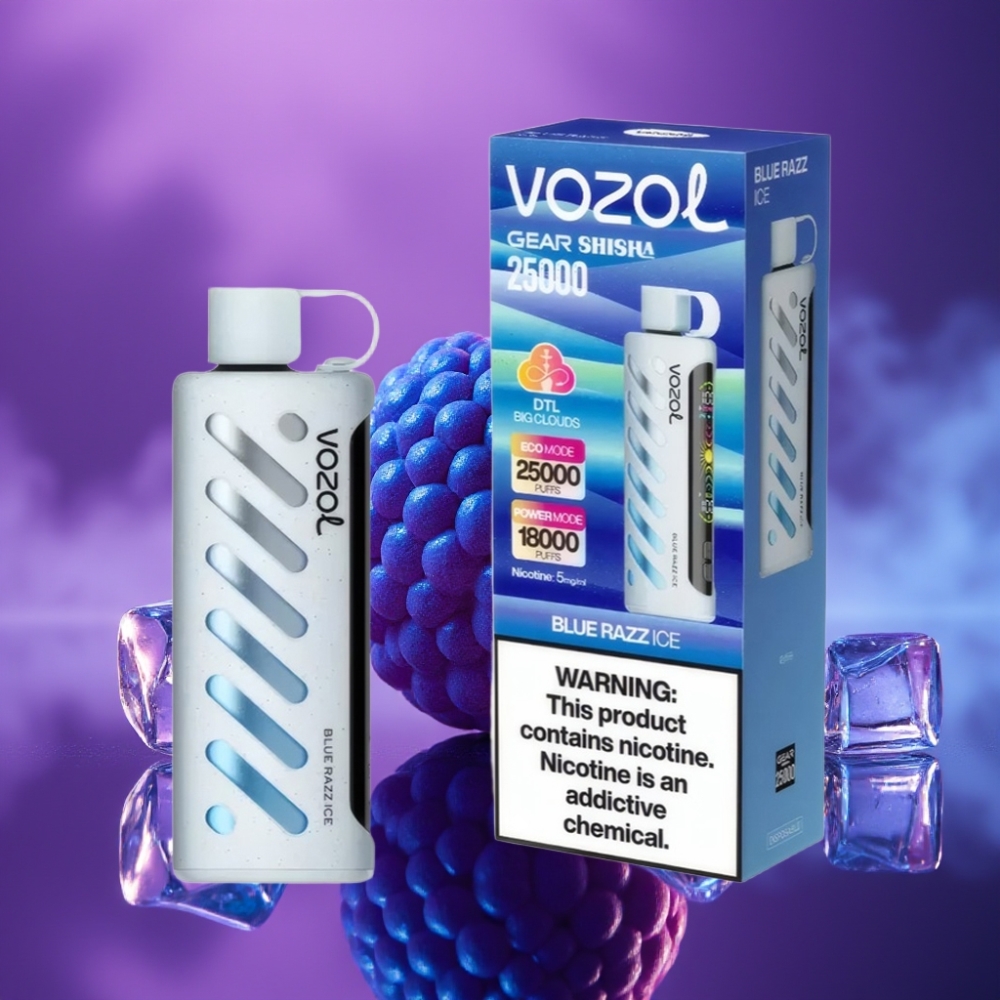 VOZOL Gear Shisha 25000 Puffs Vape Disposable 5mg/ml Dual Mesh Azul Frambuesa Hielo