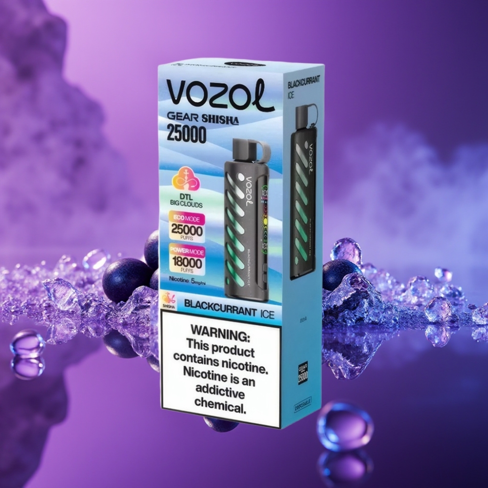 VOZOL Gear Shisha 25000 Puffs Vape Disposable Cassis Helado Dual Mesh 1000mAh 5mg/ml