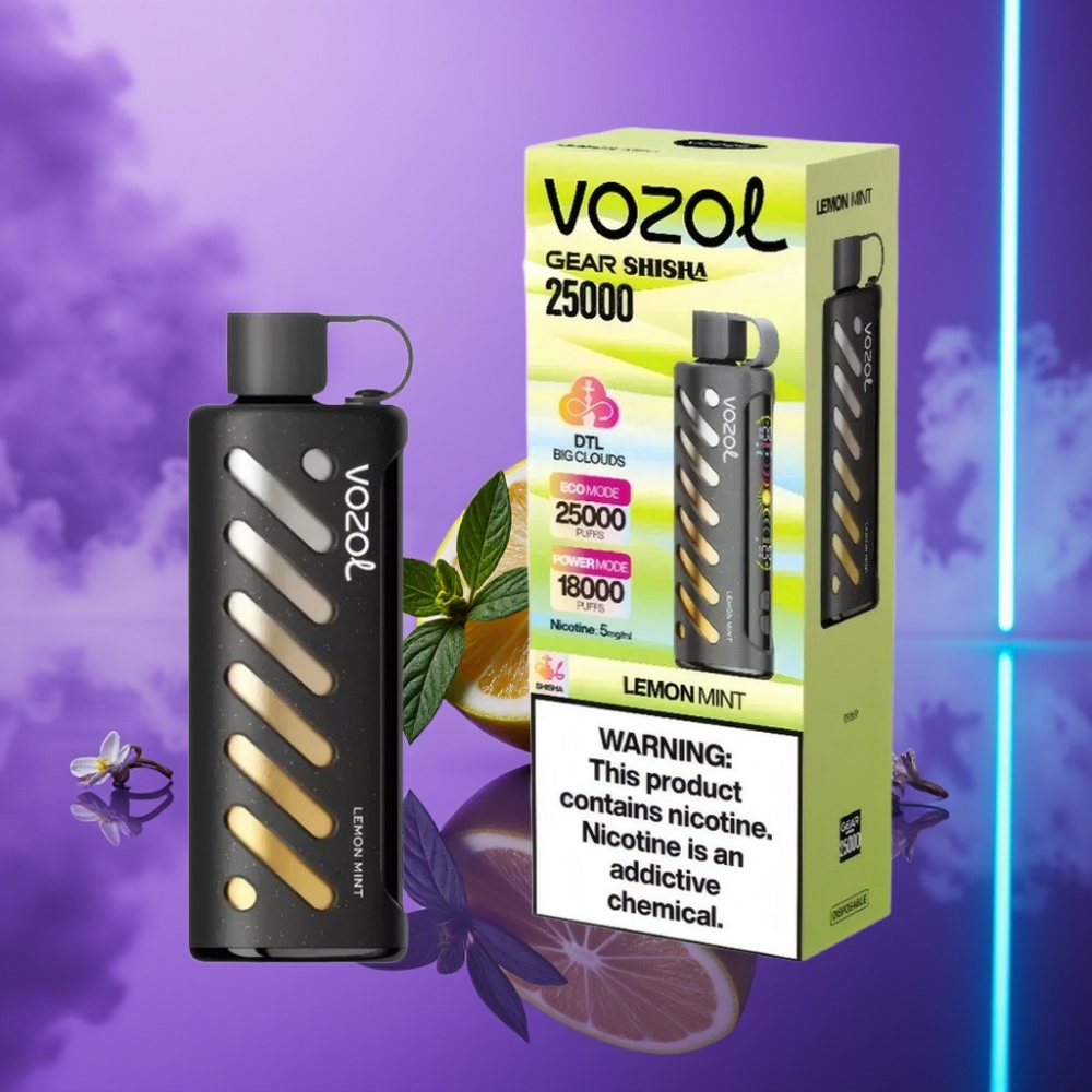 VOZOL Gear Shisha 25000 Puffs Vape Disposable Limón Menta 5mg/ml 1000mAh Dual Mesh