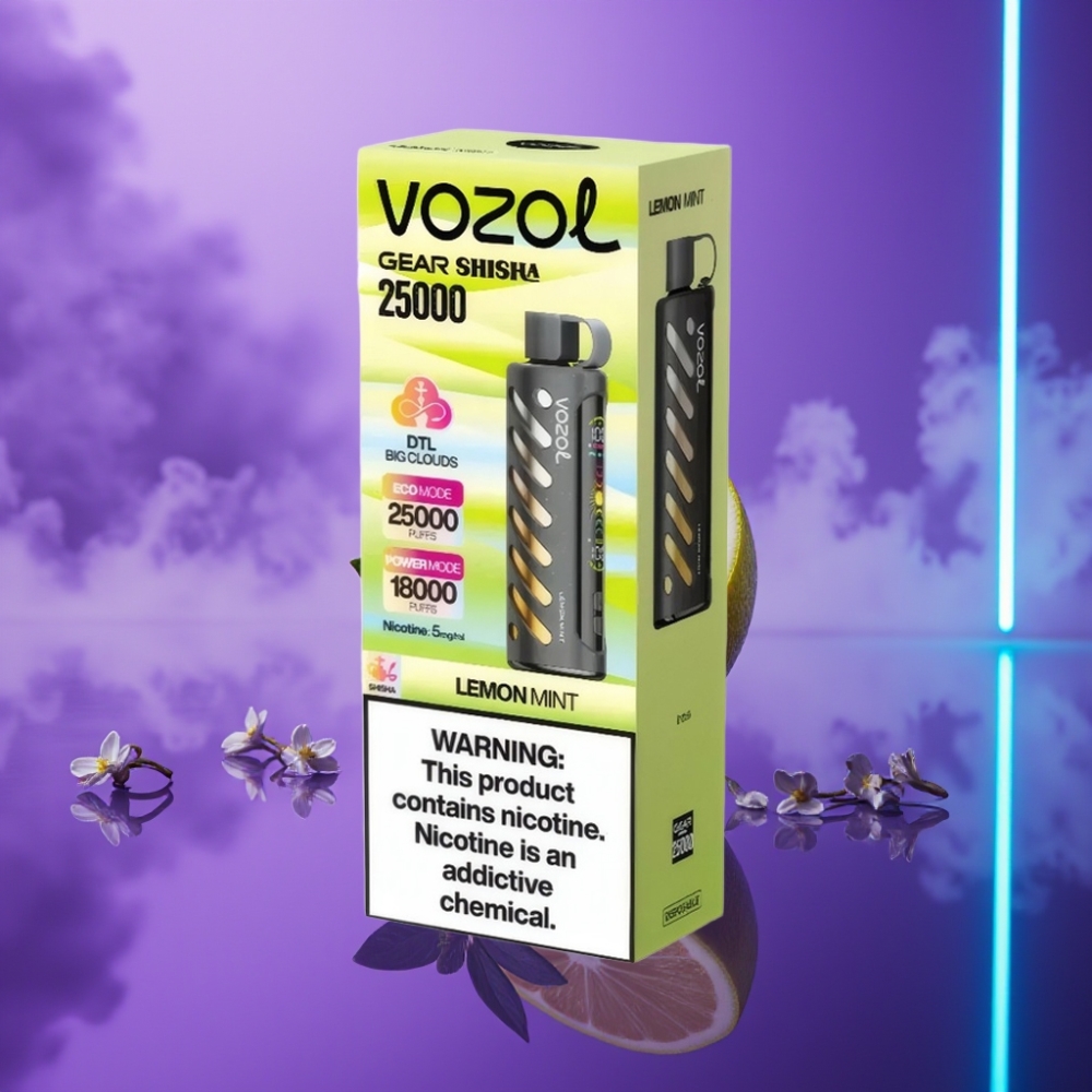 VOZOL Gear Shisha 25000 Puffs Vape Disposable Limón Menta 5mg/ml 1000mAh Dual Mesh