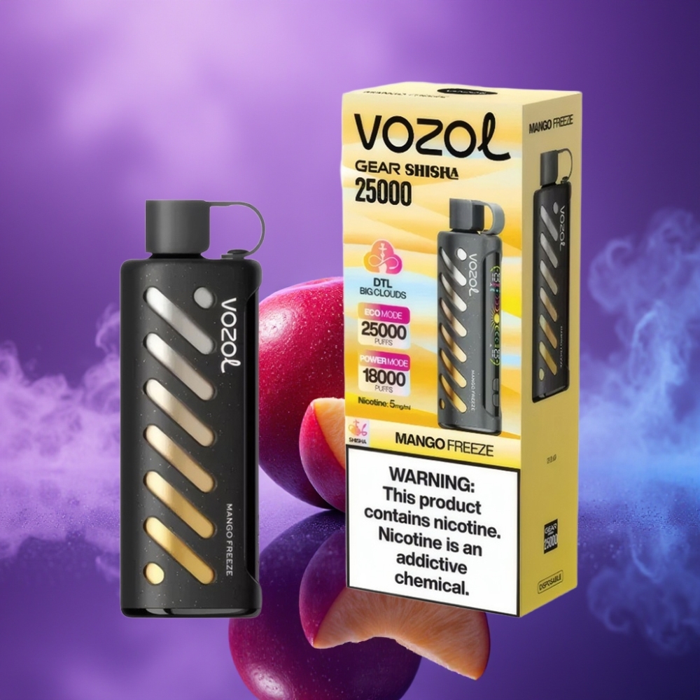 VOZOL Gear Shisha 25000 Puffs Vape Mango Congelado Dual Mesh S.i.L.C Tech 1000mAh 5mg/ml