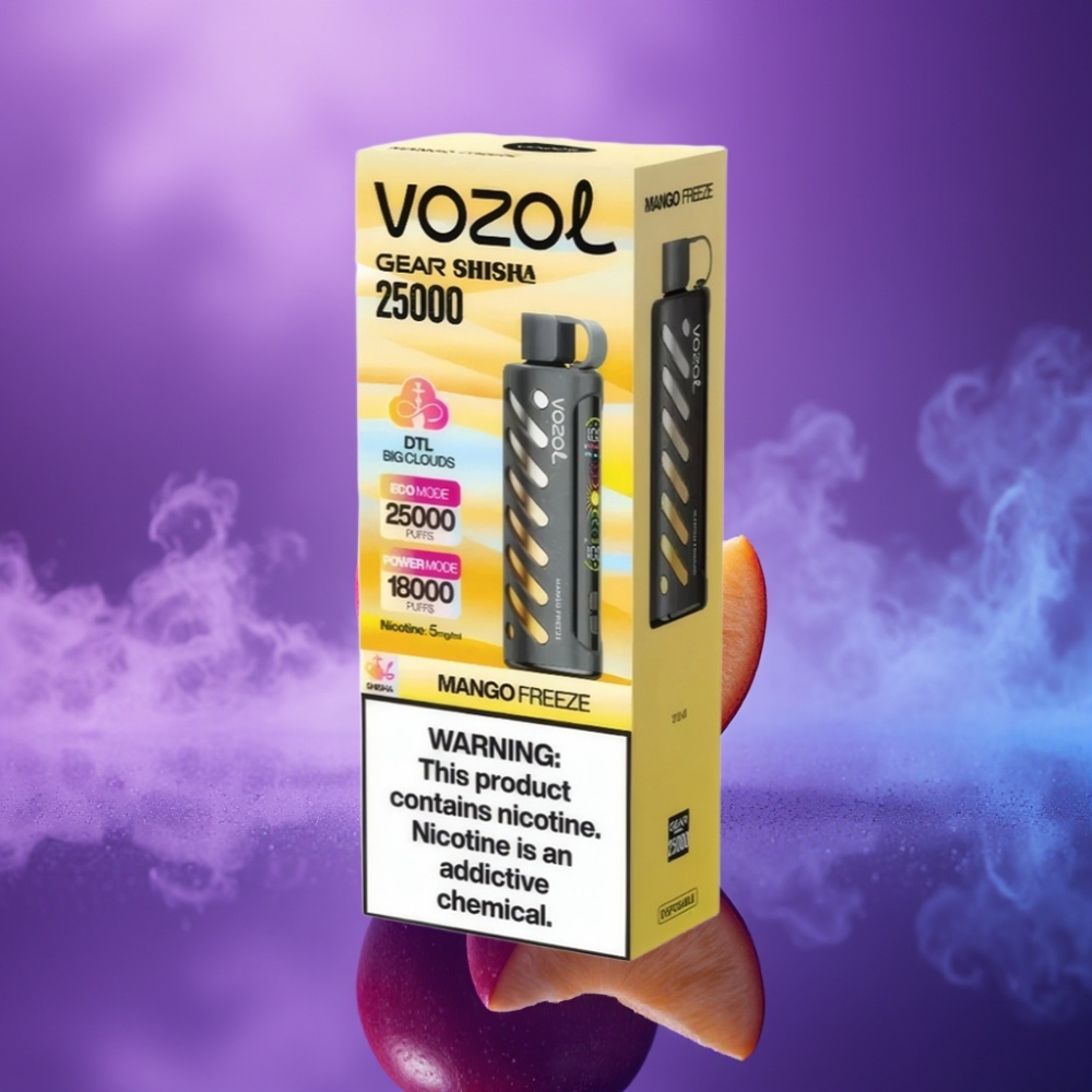 VOZOL Gear Shisha 25000 Puffs Vape Mango Congelado Dual Mesh S.i.L.C Tech 1000mAh 5mg/ml