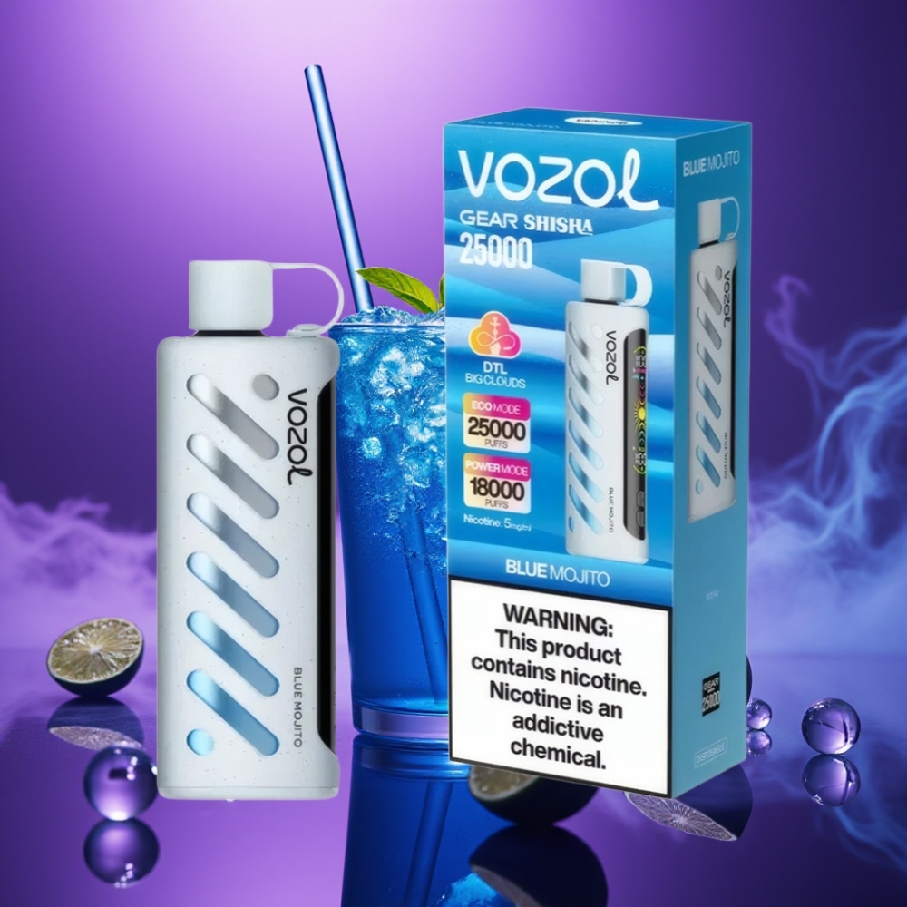 VOZOL Gear Shisha 25000 Puffs Vape Mojito Azul S.i.L.C Tech Dual Mesh 1000mAh 5mg/ml